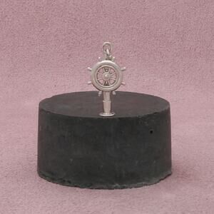 sterling silver vintage 3d spinning ship helm & telescope charm pendant